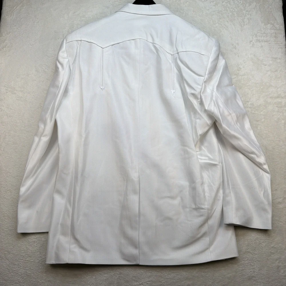 White Western Suit Mens Wedding Jacket‎ Pants Set 44R 36 Rockabilly Vintage